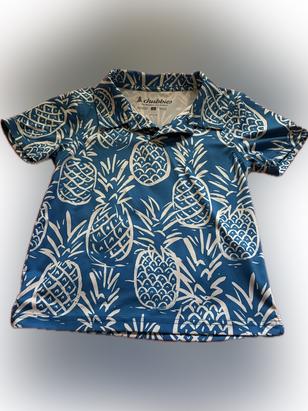 chubbies Blue Pineapple Print Kids Polo